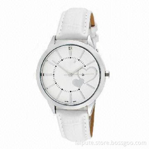 Fashionable Round Watch with Alloy Case, Leather Band and 2-year Warranty Country of Origin